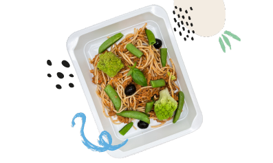 spaghetti dla insulinoopornych z wołowiną dietetyczny posiłek z nikim indeksem glikemicznym z cateringu dietetycznego